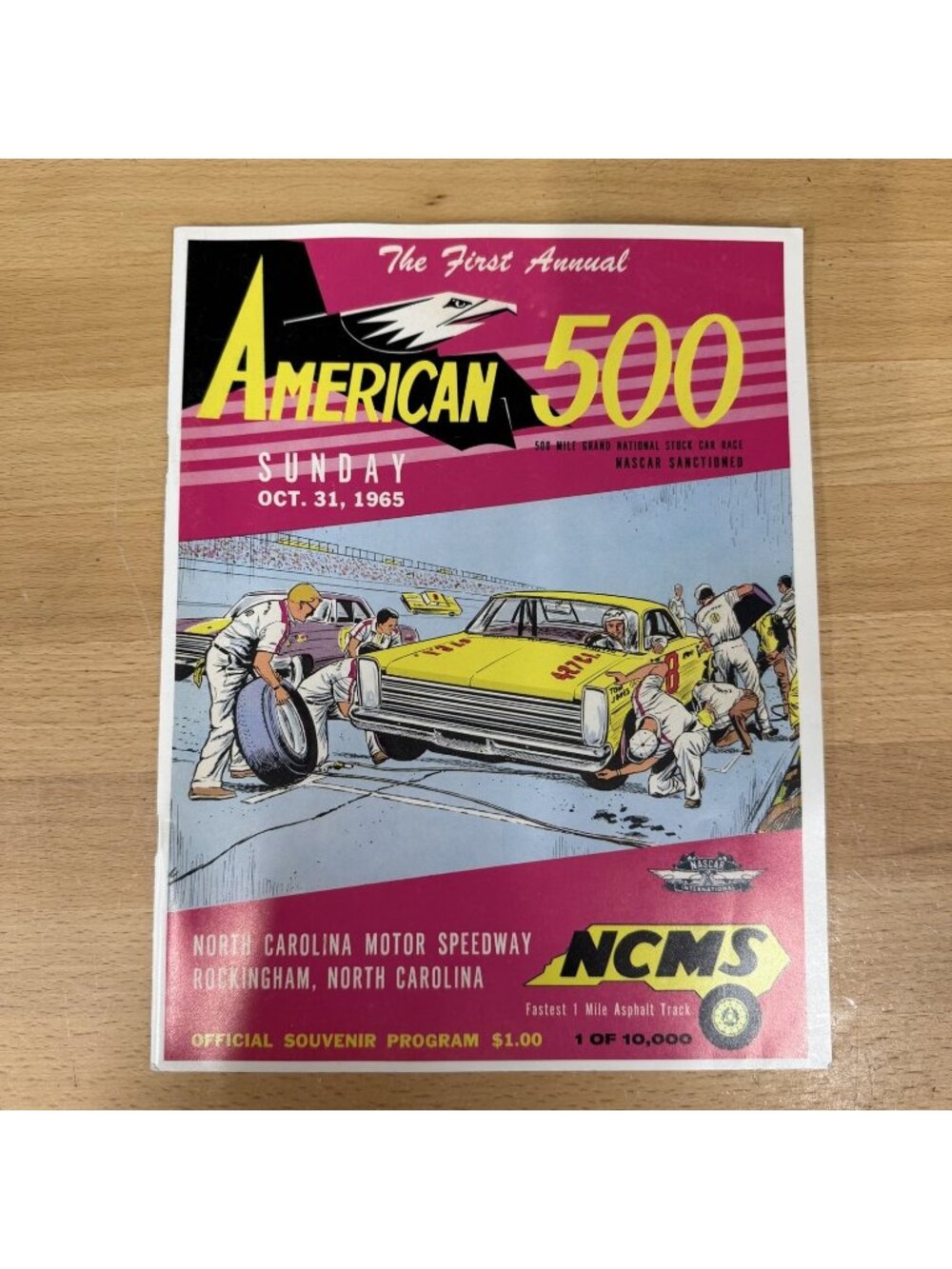 Nascar First Annual American 500 Souvenir Program 1965 Pink